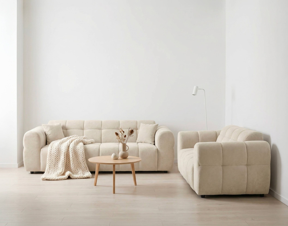 Ensemble de canapés droits Ray  2+3 places tissu texturé - Best Mobilier