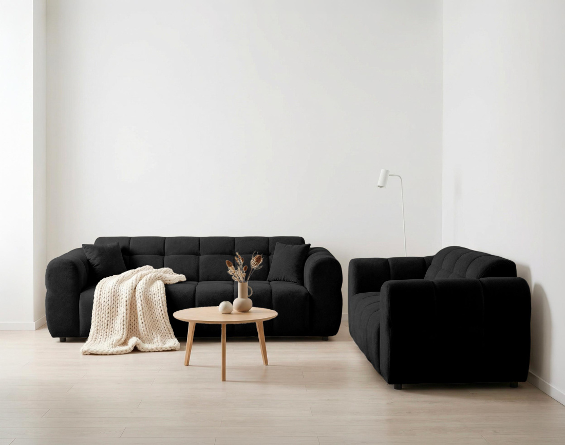 Ensemble de canapés droit Ray  2+3 places tissu texturé - Best Mobilier