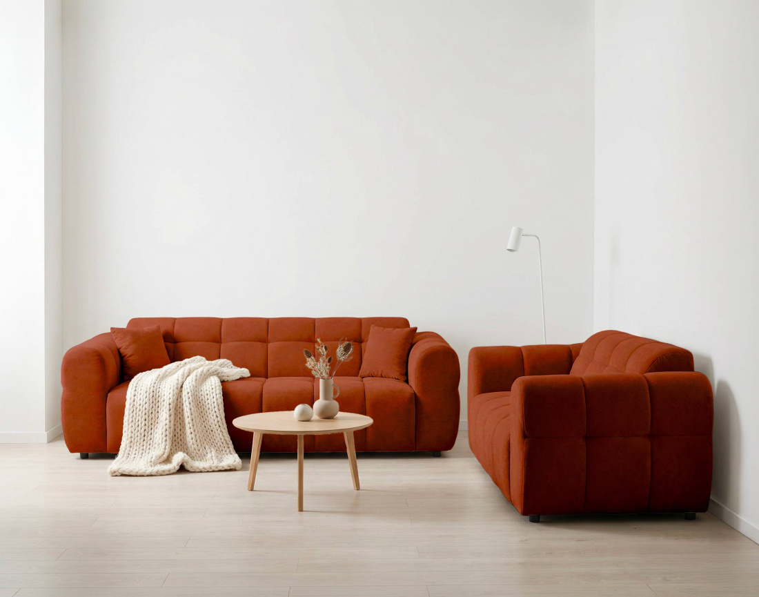 Ensemble de canapés droit Ray  2+3 places tissu texturé - Best Mobilier