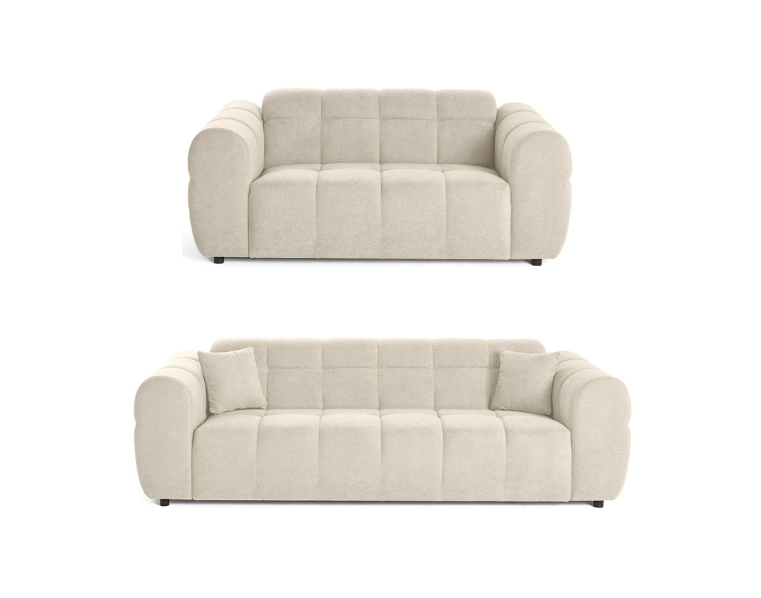 Ensemble de canapés droit Ray  2+3 places tissu texturé - Best Mobilier