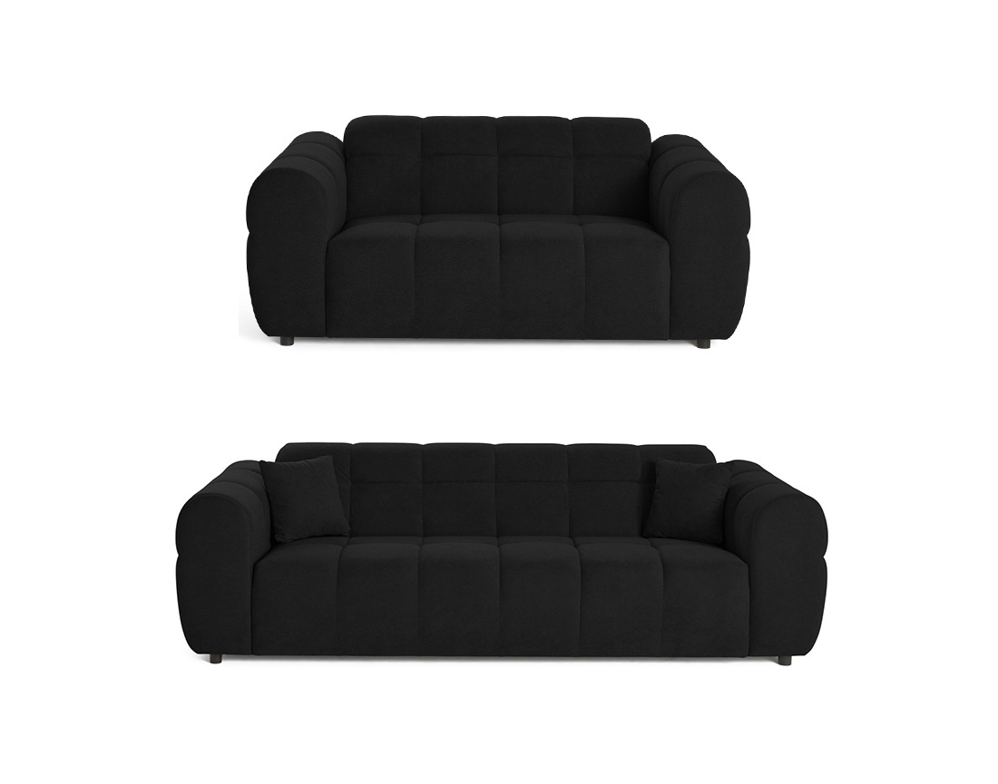 Ensemble de canapés droit Ray  2+3 places tissu texturé - Best Mobilier