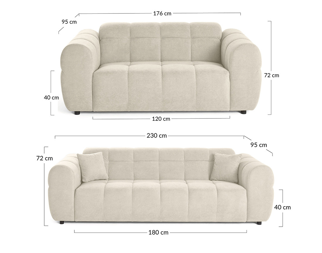 Ensemble de canapés droits Ray  2+3 places tissu texturé - Best Mobilier