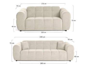 Ensemble de canapés droits Ray  2+3 places tissu texturé - Best Mobilier