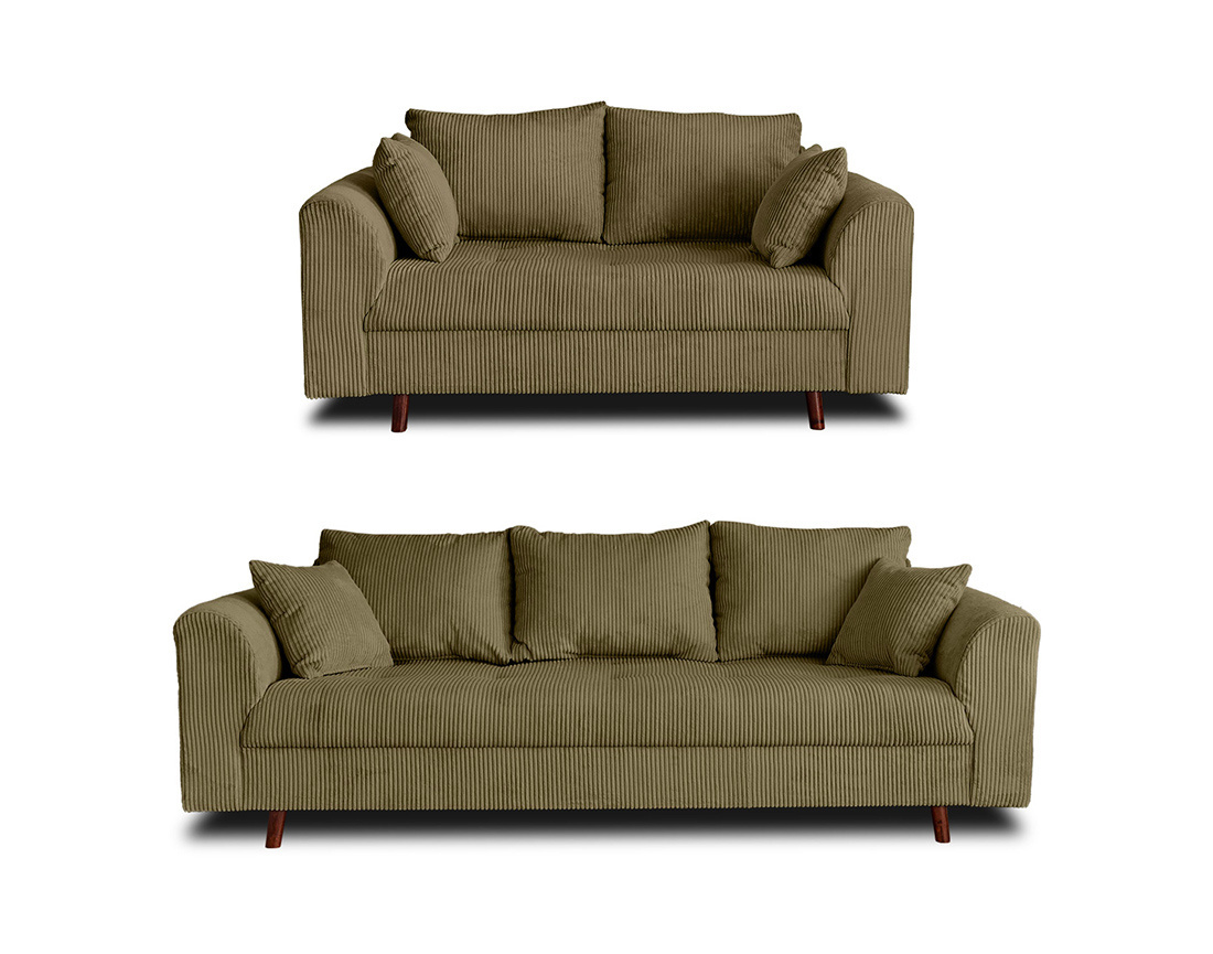 Ensemble de canapés droit Rune 2+3 places velours côtelé - Best Mobilier