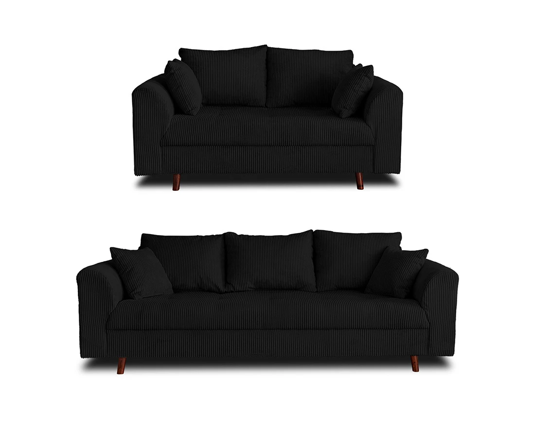 Ensemble de canapés droits Rune 2+3 places velours côtelé - Best Mobilier