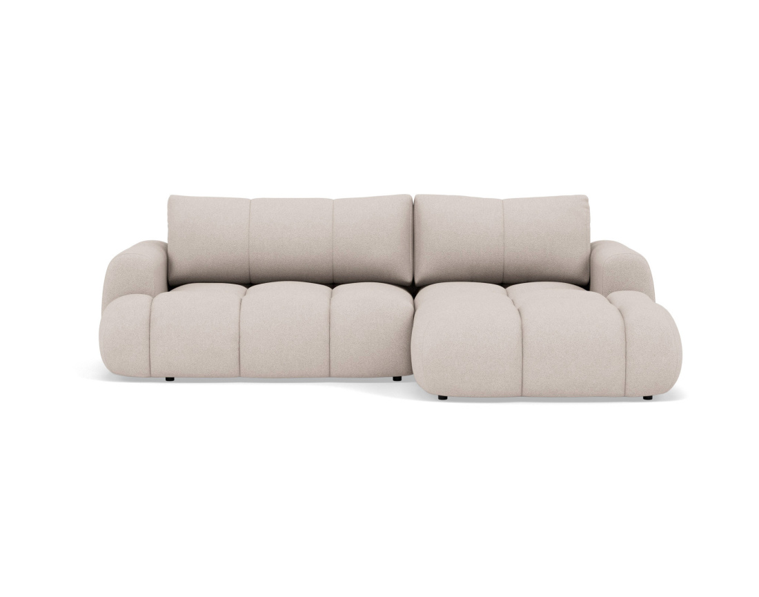 Canapé YULIN d'angle droit 4 places convertible avec coffre en tissu bouclette Yulin - Best Mobilier