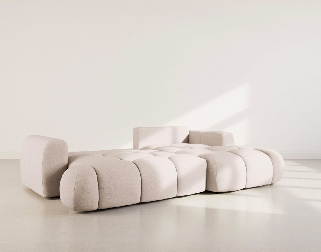 Canapé YULIN d'angle droit 4 places convertible avec coffre en tissu bouclette Yulin - Best Mobilier