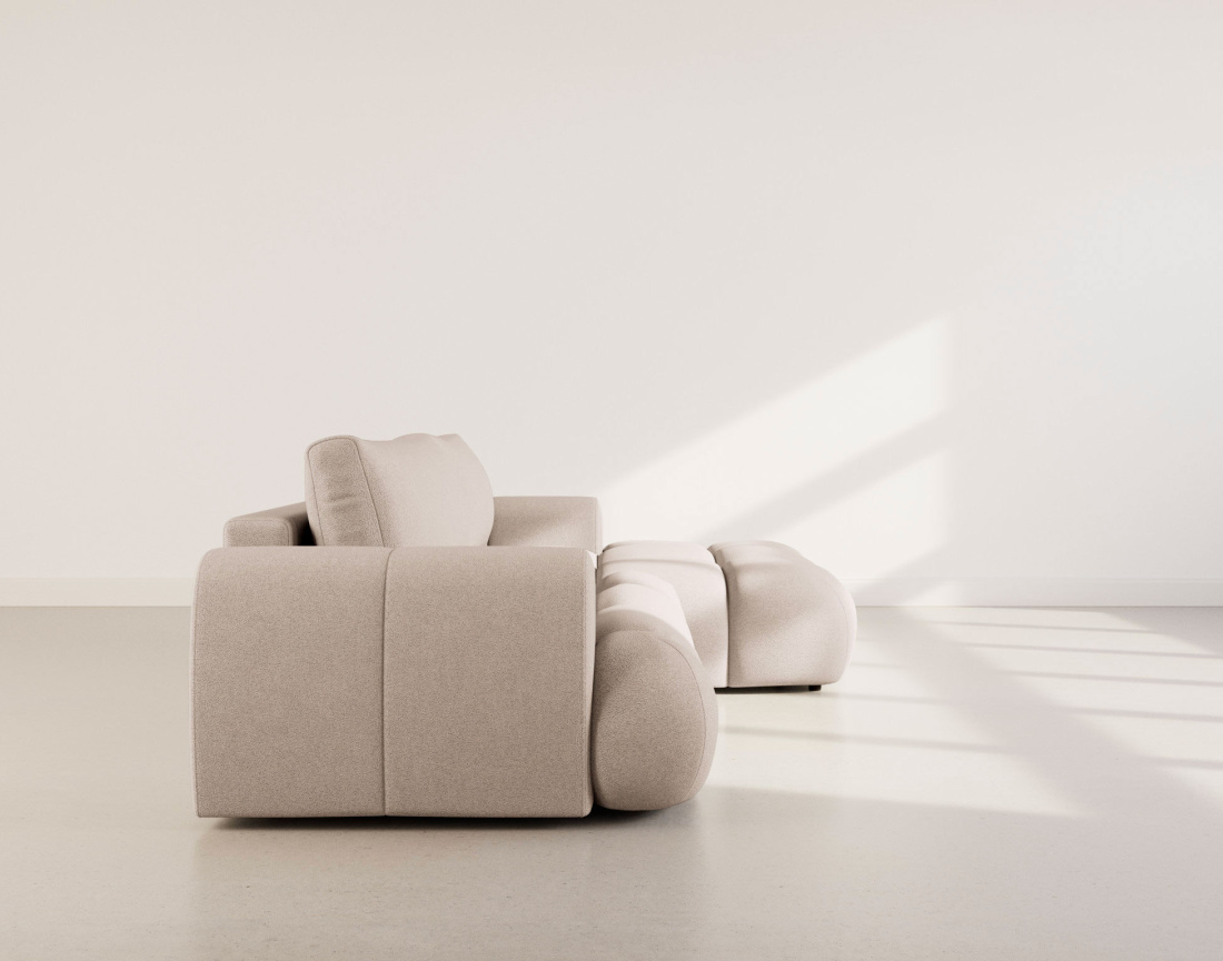 Canapé YULIN d'angle droit 4 places convertible avec coffre en tissu bouclette Yulin - Best Mobilier