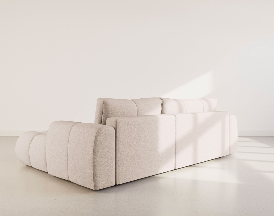 Canapé YULIN d'angle droit 4 places convertible avec coffre en tissu bouclette Yulin - Best Mobilier