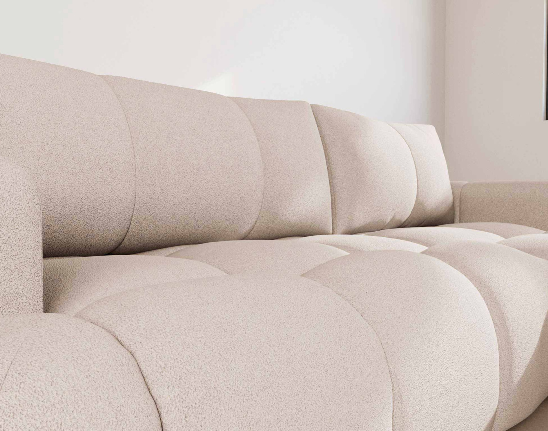 Canapé YULIN d'angle droit 4 places convertible avec coffre en tissu bouclette Yulin - Best Mobilier