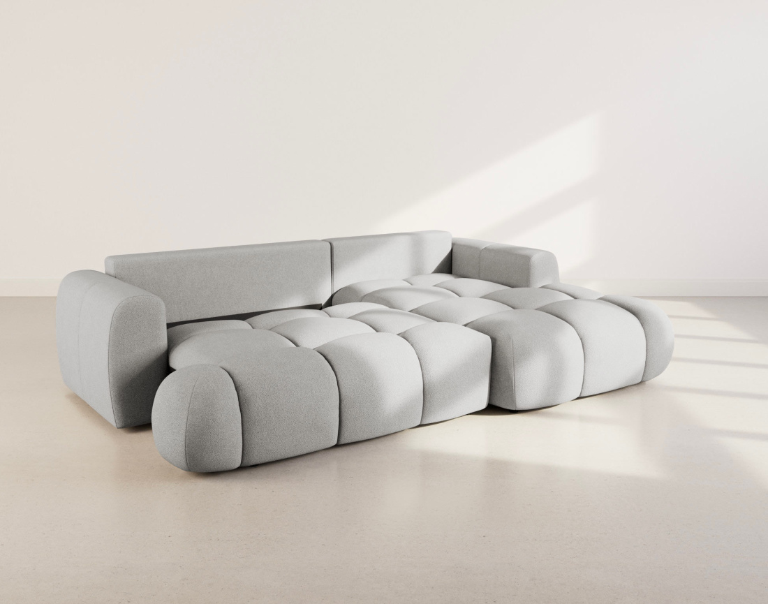 Canapé YULIN d'angle droit 4 places convertible avec coffre en tissu bouclette Yulin - Best Mobilier