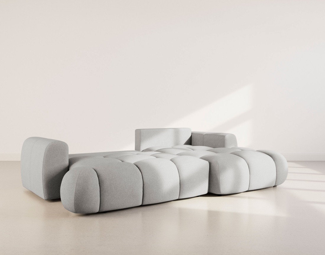 Canapé YULIN d'angle droit 4 places convertible avec coffre en tissu bouclette Yulin - Best Mobilier