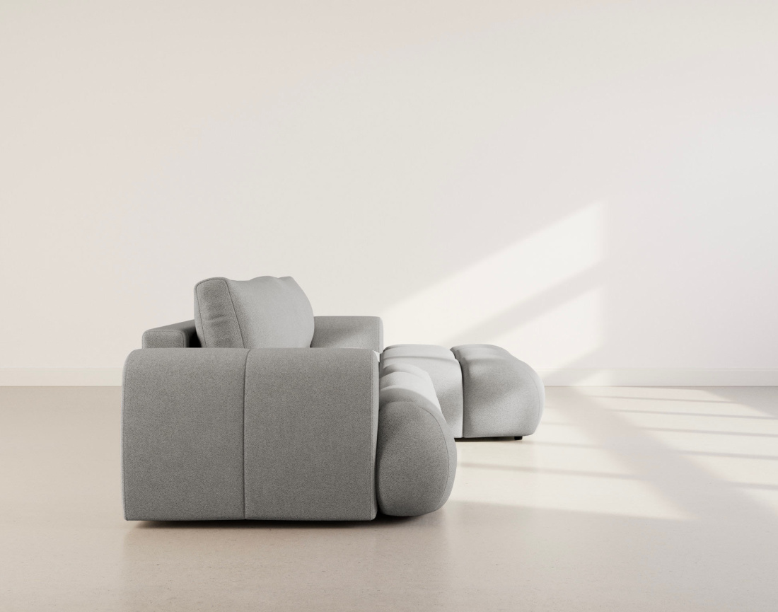 Canapé YULIN d'angle droit 4 places convertible avec coffre en tissu bouclette Yulin - Best Mobilier