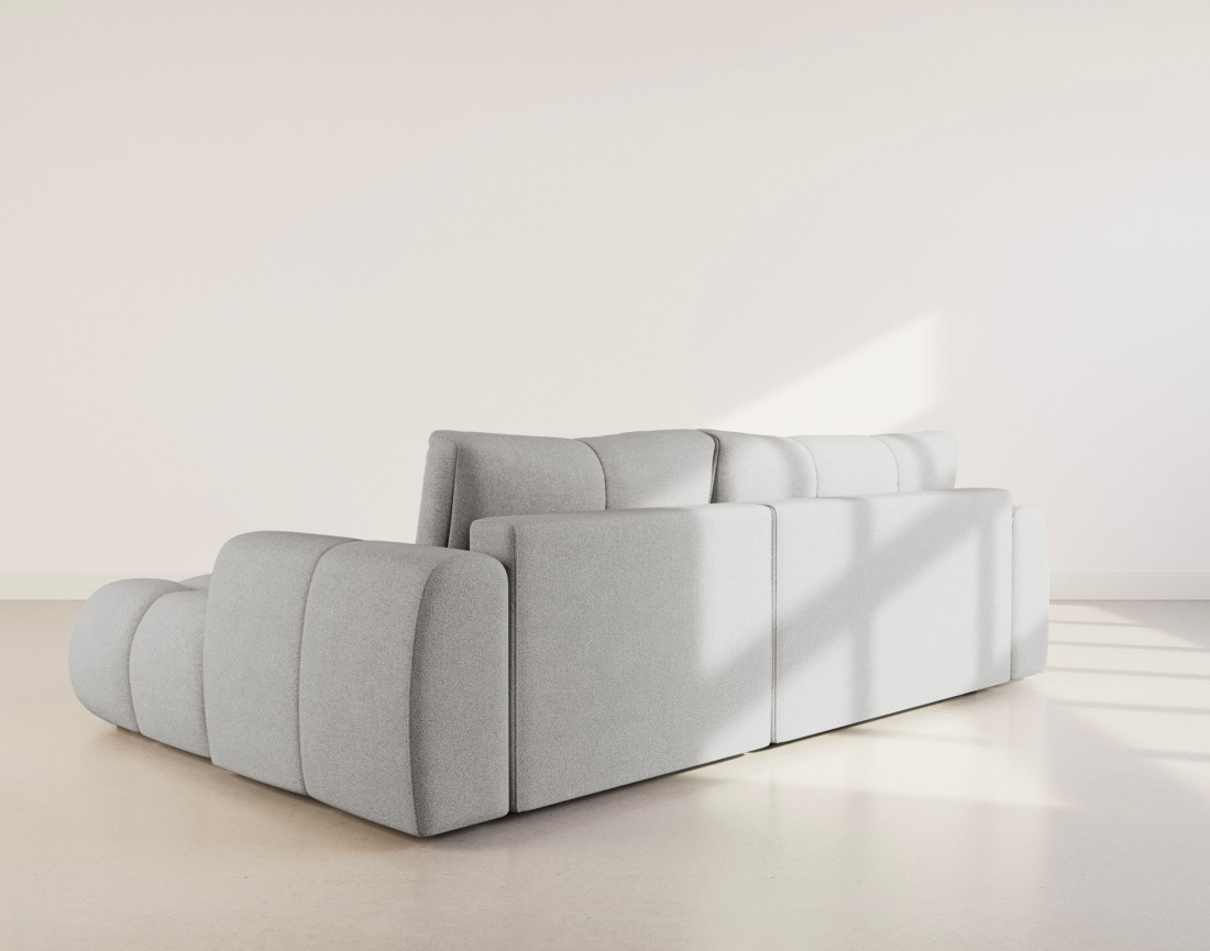 Canapé YULIN d'angle droit 4 places convertible avec coffre en tissu bouclette Yulin - Best Mobilier