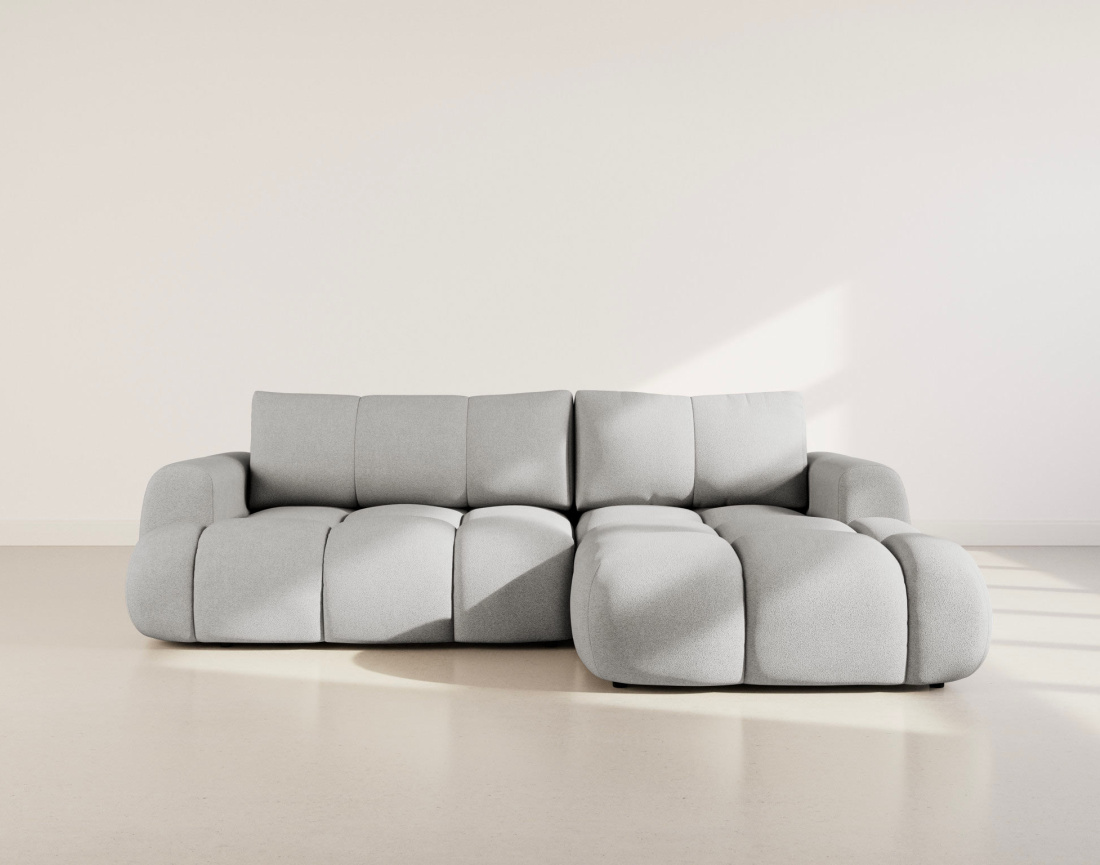 Canapé YULIN d'angle droit 4 places convertible avec coffre en tissu bouclette Yulin - Best Mobilier