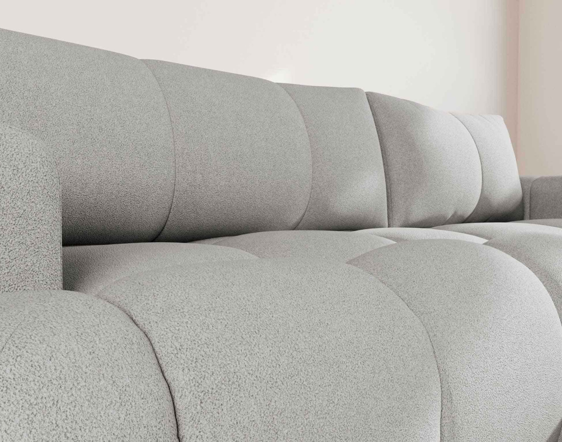 Canapé YULIN d'angle droit 4 places convertible avec coffre en tissu bouclette Yulin - Best Mobilier