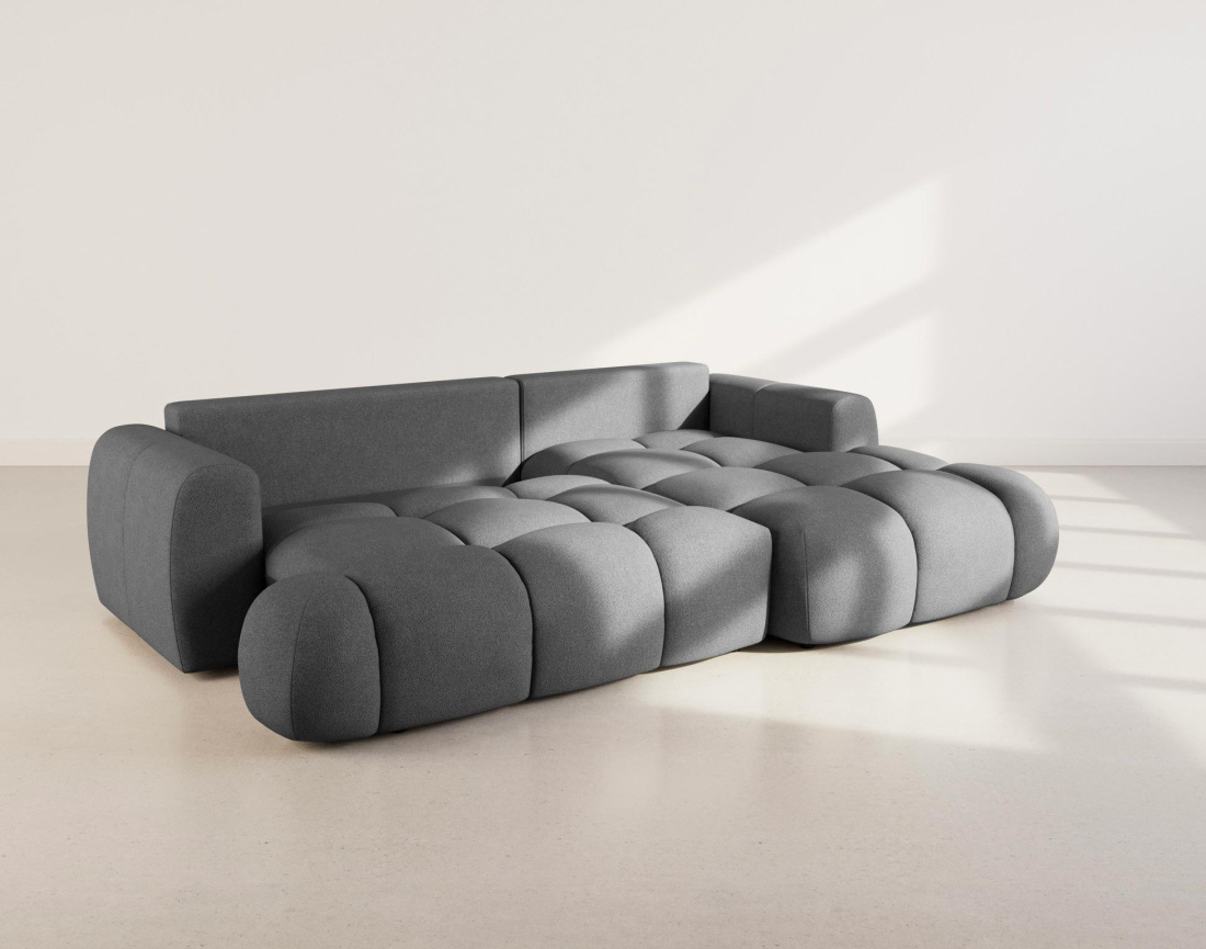 Canapé YULIN d'angle droit 4 places convertible avec coffre en tissu bouclette Yulin - Best Mobilier