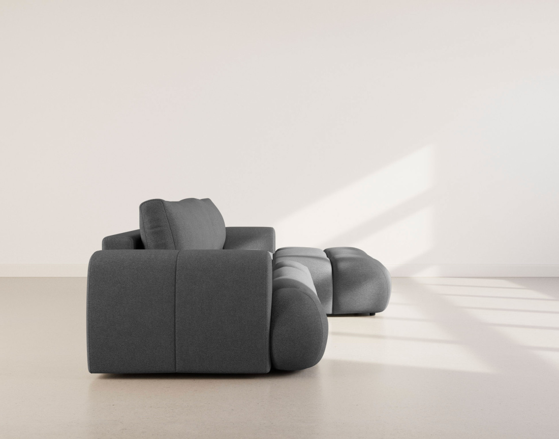 Canapé YULIN d'angle droit 4 places convertible avec coffre en tissu bouclette Yulin - Best Mobilier