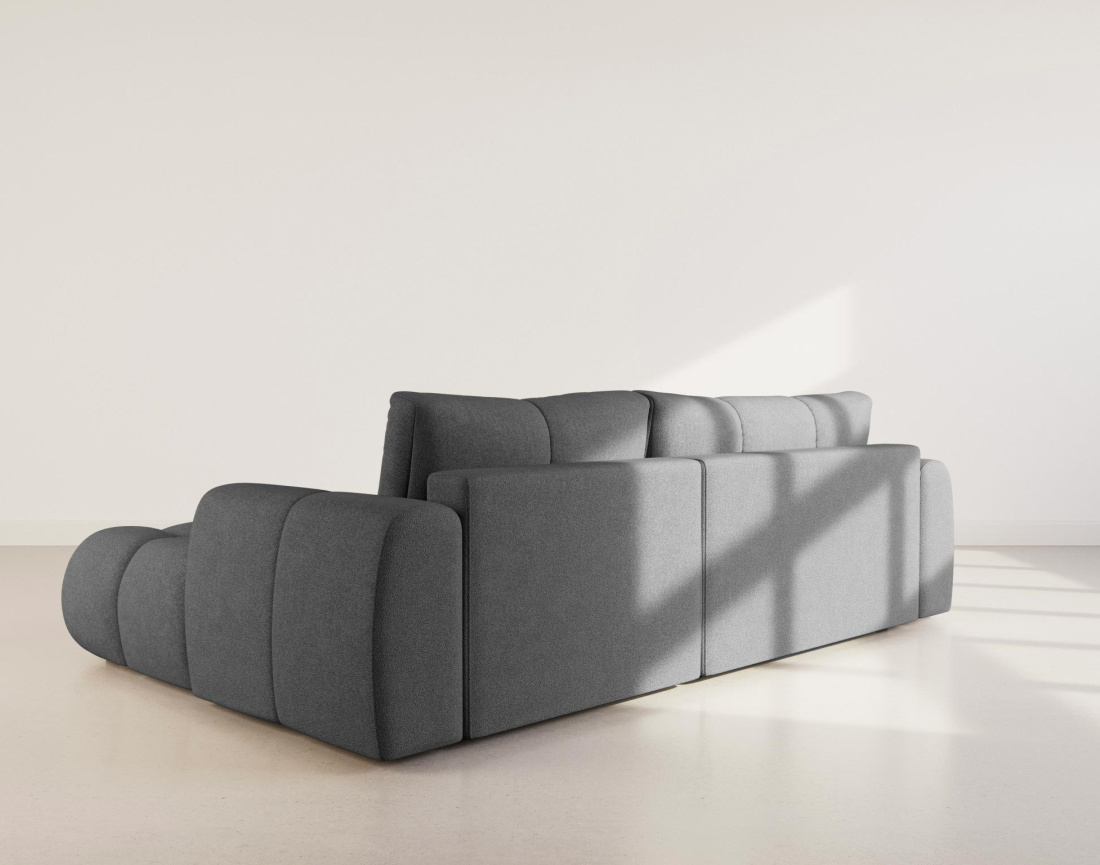 Canapé YULIN d'angle droit 4 places convertible avec coffre en tissu bouclette Yulin - Best Mobilier