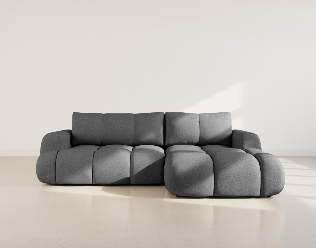 Canapé YULIN d'angle droit 4 places convertible avec coffre en tissu bouclette Yulin - Best Mobilier