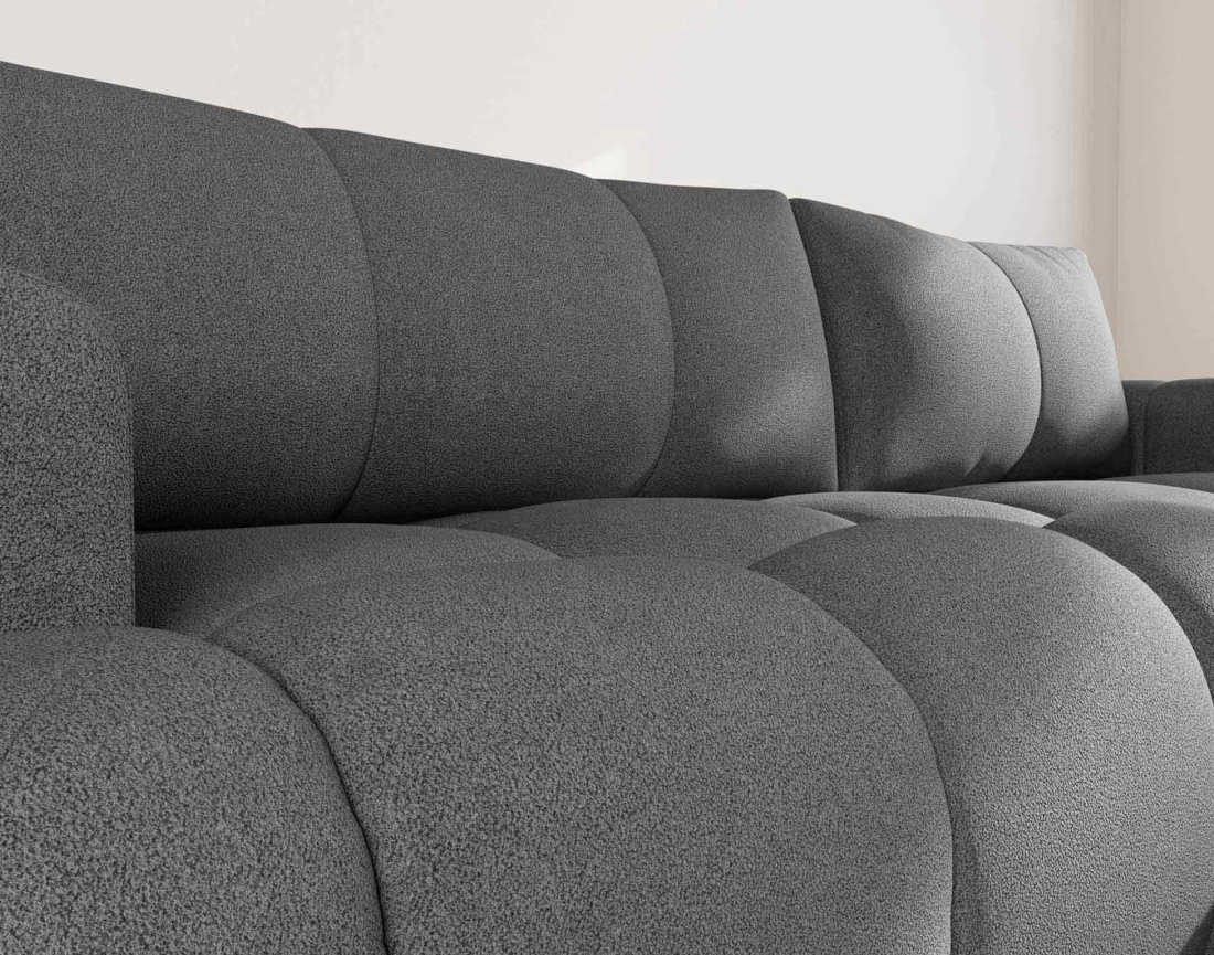 Canapé YULIN d'angle droit 4 places convertible avec coffre en tissu bouclette Yulin - Best Mobilier