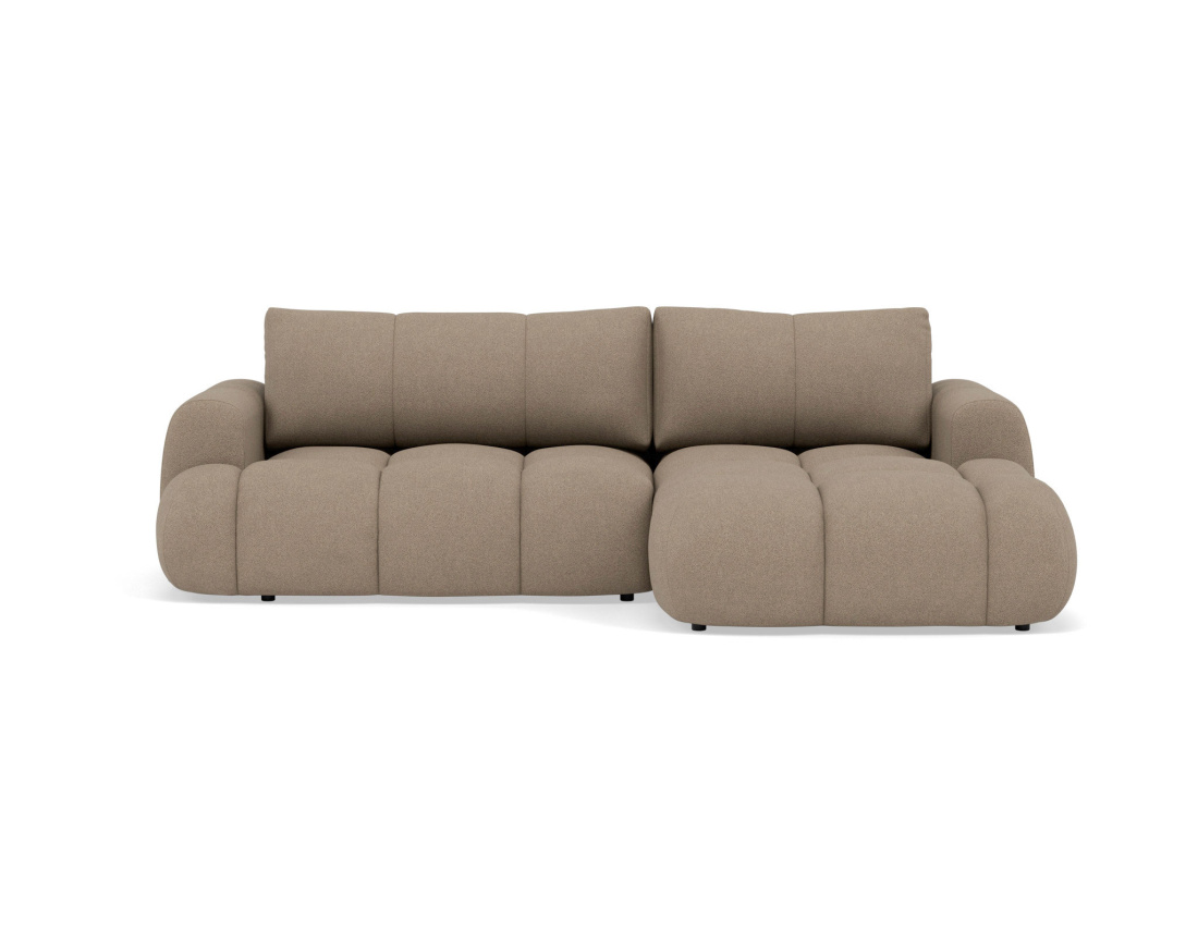 Canapé YULIN d'angle droit 4 places convertible avec coffre en tissu bouclette Yulin - Best Mobilier