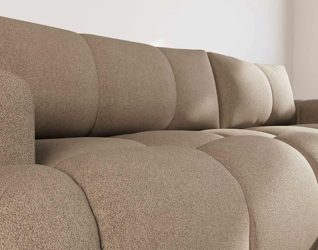 Canapé YULIN d'angle droit 4 places convertible avec coffre en tissu bouclette Yulin - Best Mobilier