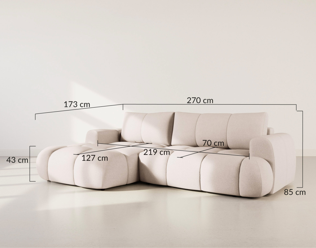 Canapé YULIN d'angle 4 places convertible en tissu bouclette - Best Mobilier