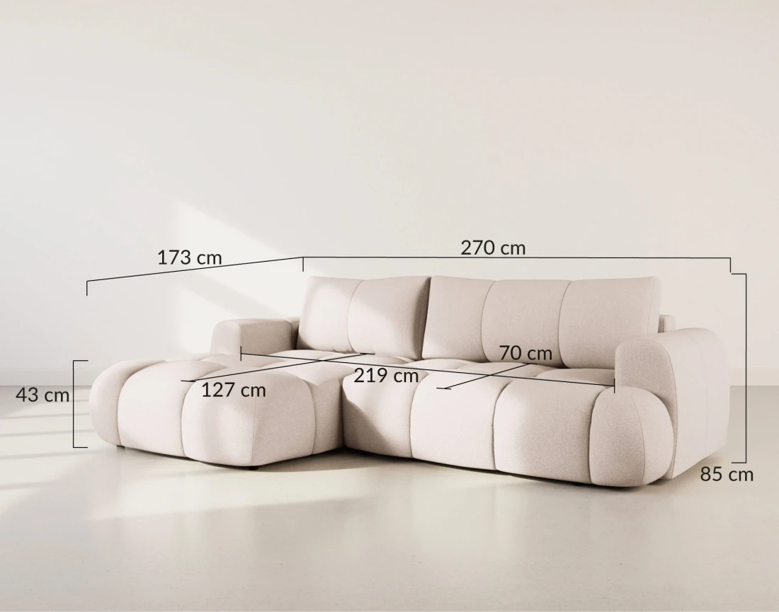 Canapé YULIN d'angle 4 places convertible en tissu bouclette - Best Mobilier