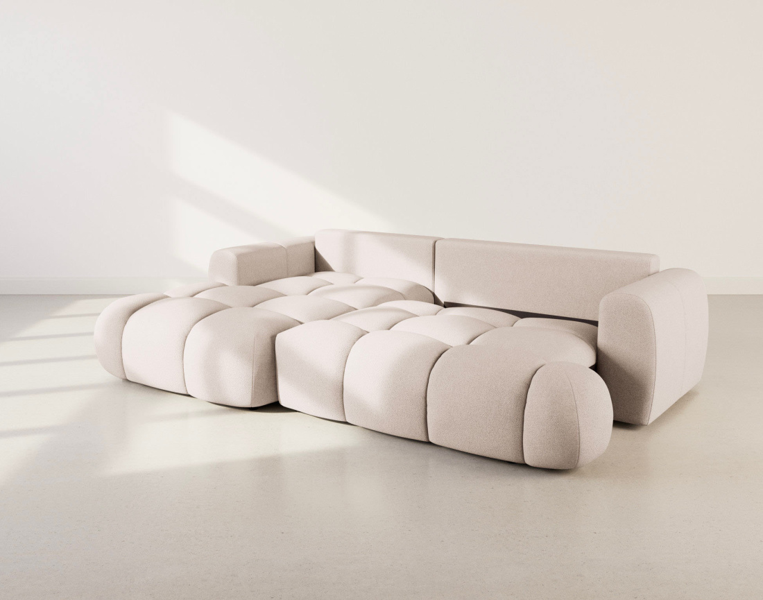 Canapé YULIN d'angle 4 places convertible en tissu bouclette - Best Mobilier