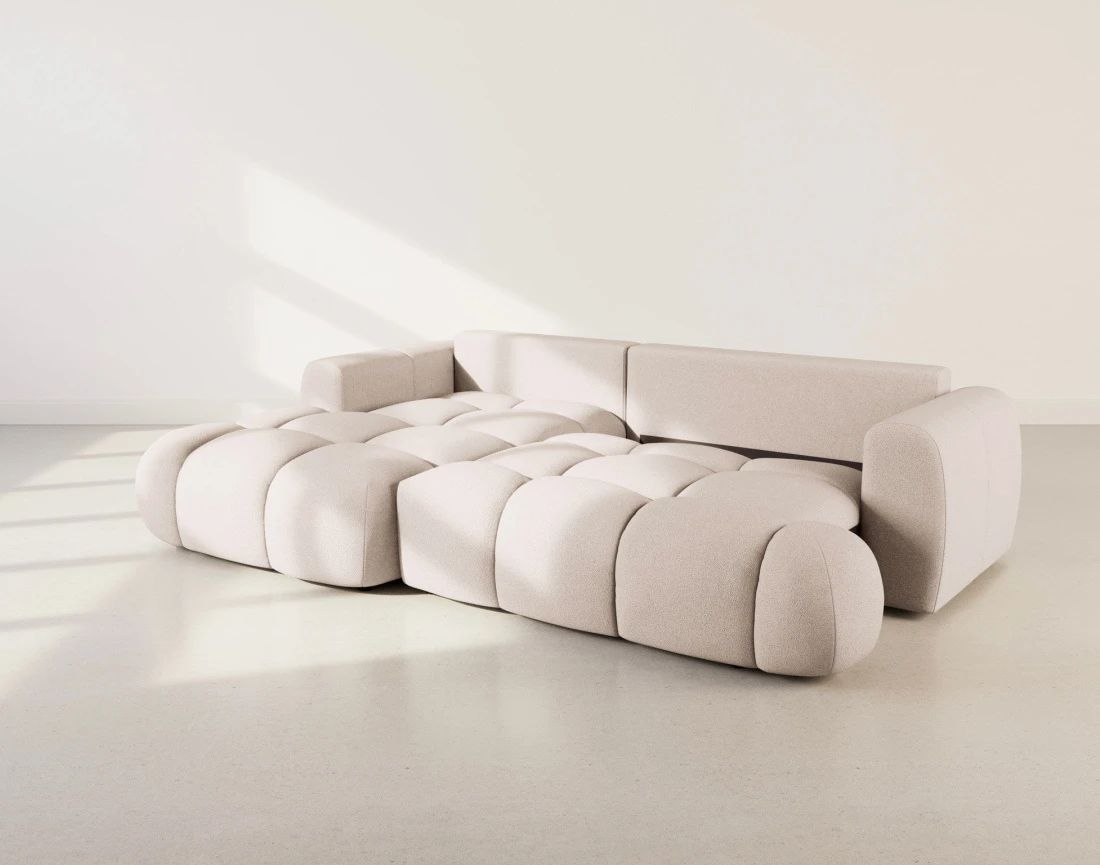 Canapé YULIN d'angle 4 places convertible en tissu bouclette - Best Mobilier