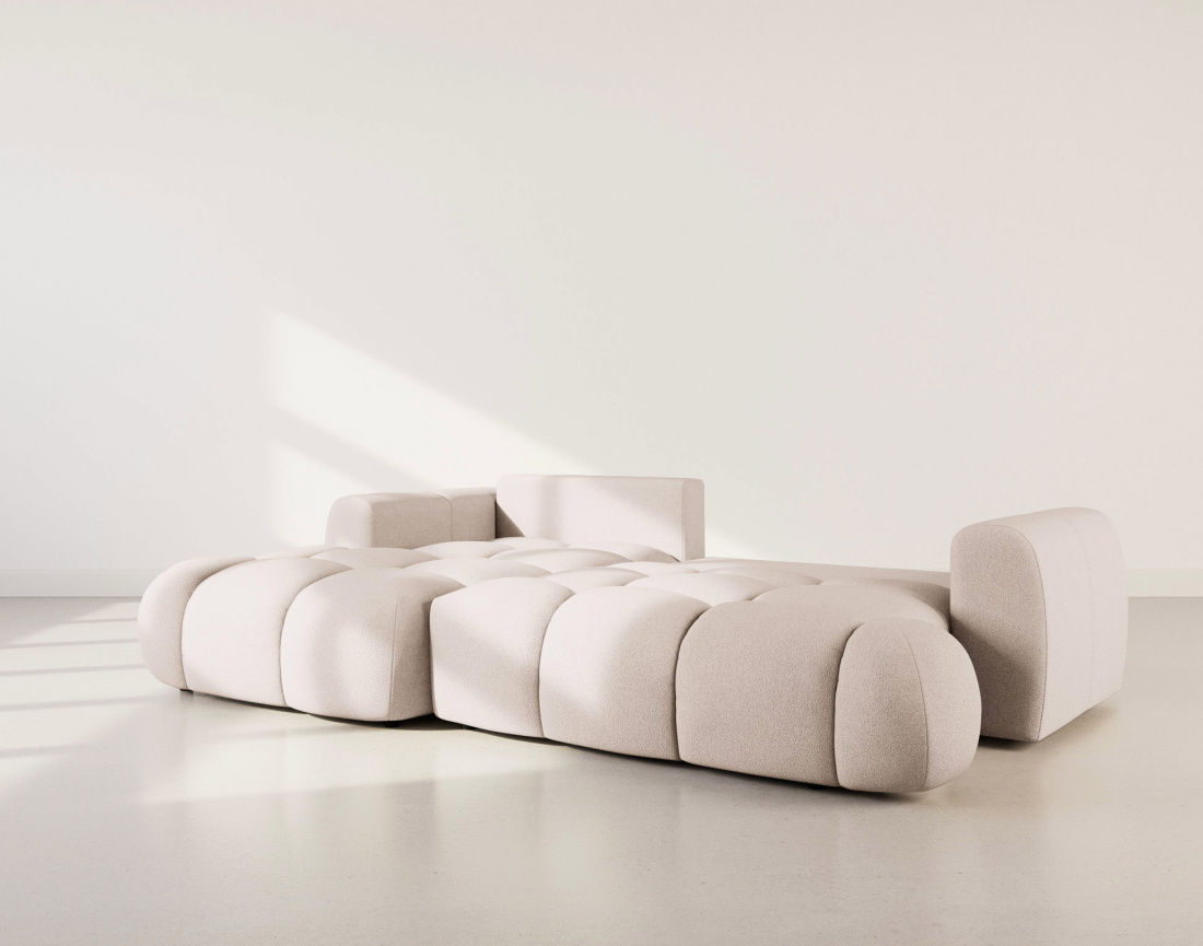 Canapé YULIN d'angle 4 places convertible en tissu bouclette - Best Mobilier