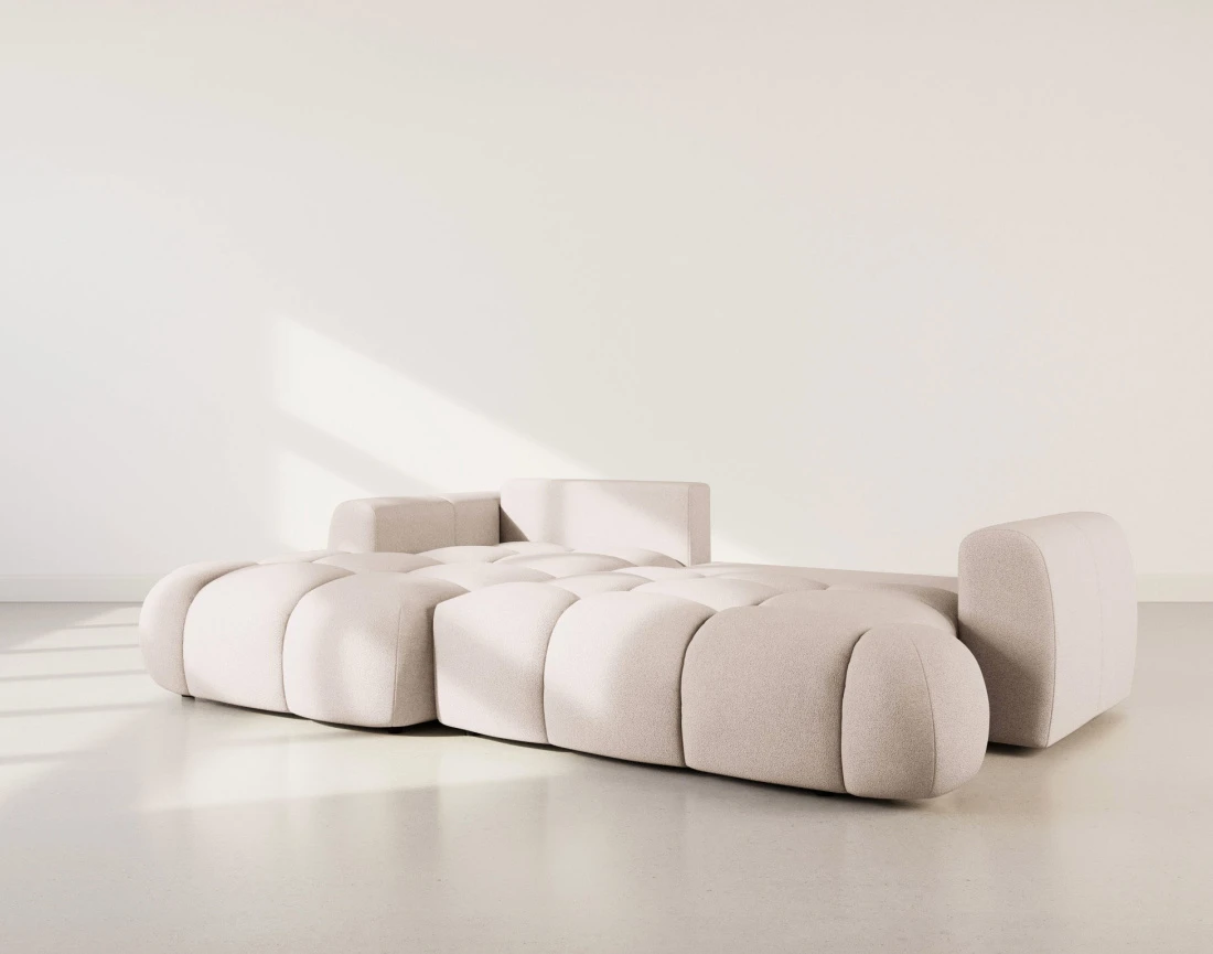 Canapé YULIN d'angle 4 places convertible en tissu bouclette - Best Mobilier