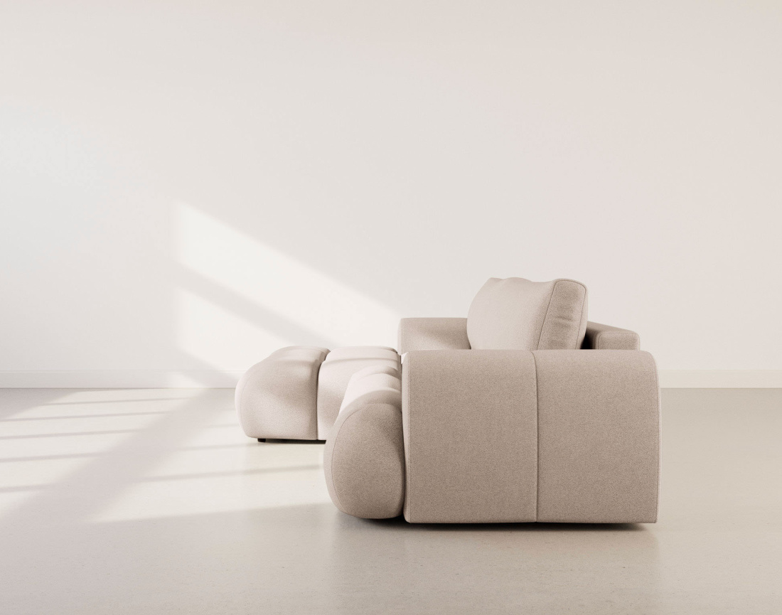 Canapé YULIN d'angle 4 places convertible en tissu bouclette - Best Mobilier
