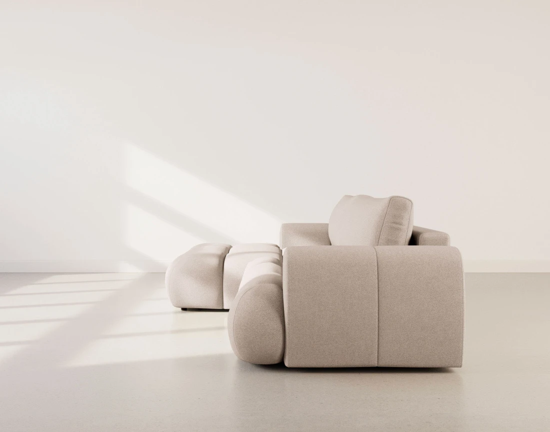 Canapé YULIN d'angle 4 places convertible en tissu bouclette - Best Mobilier