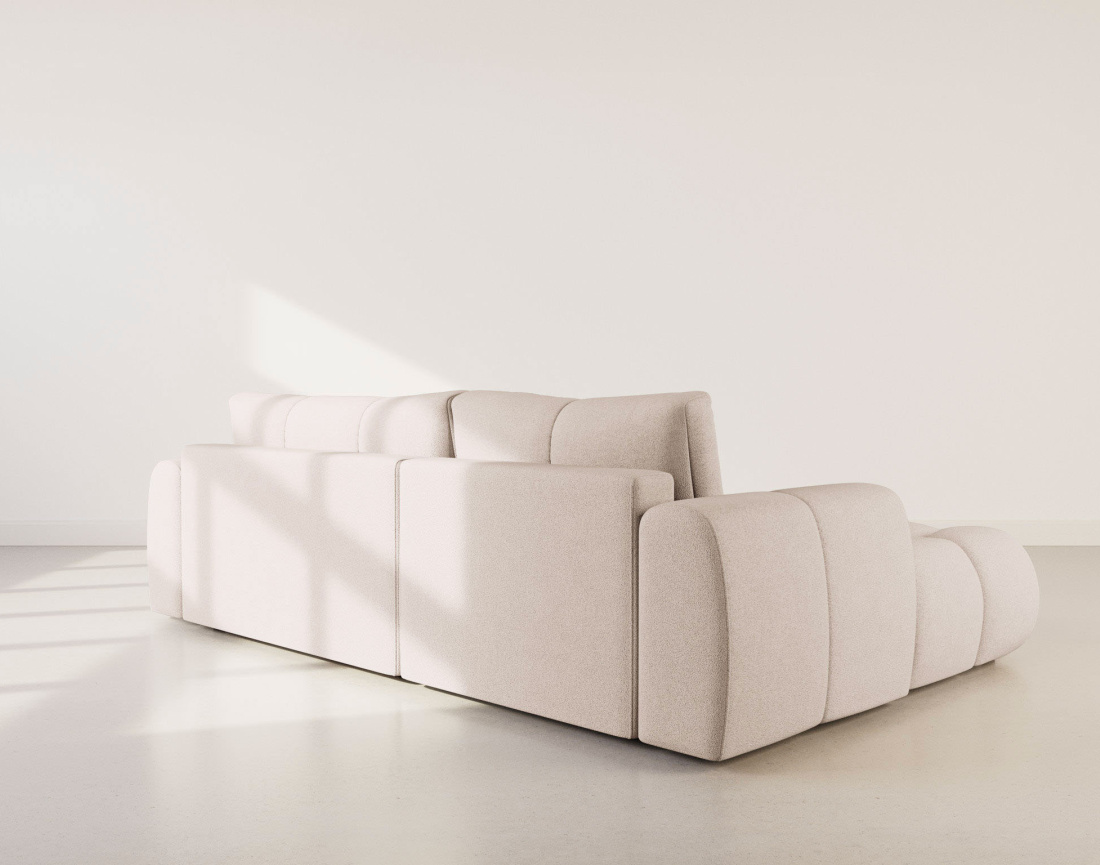 Canapé YULIN d'angle 4 places convertible en tissu bouclette - Best Mobilier