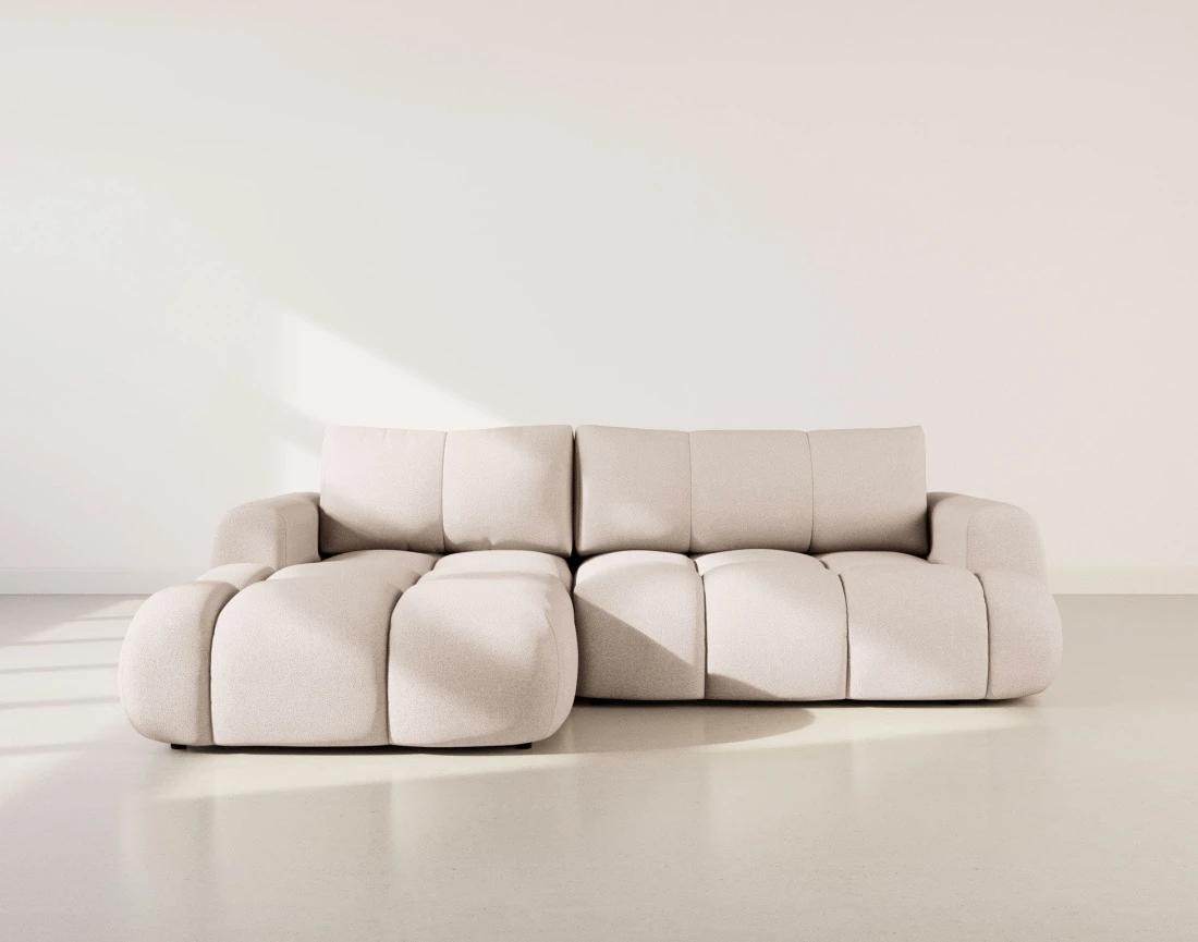 Canapé YULIN d'angle 4 places convertible en tissu bouclette - Best Mobilier