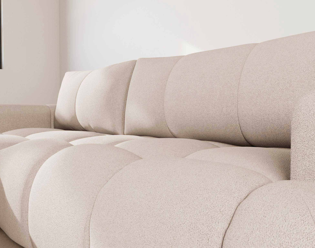 Canapé YULIN d'angle 4 places convertible en tissu bouclette - Best Mobilier