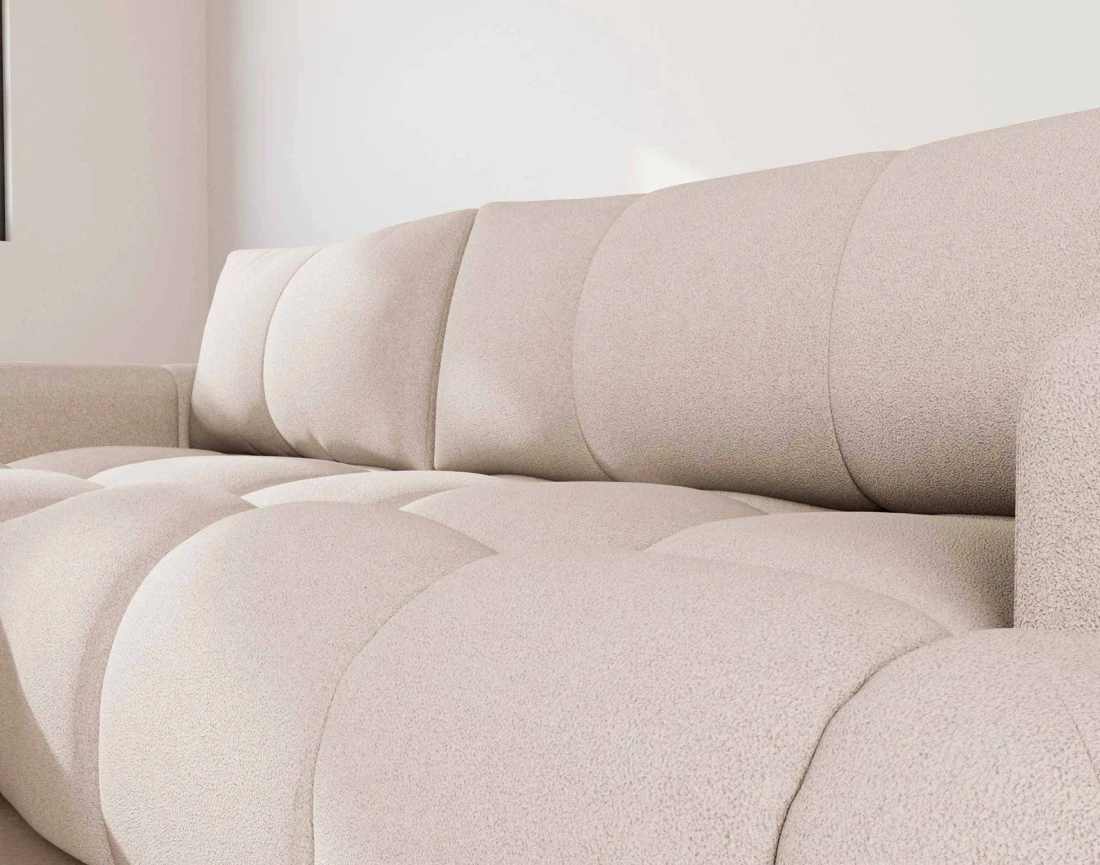 Canapé YULIN d'angle 4 places convertible en tissu bouclette - Best Mobilier