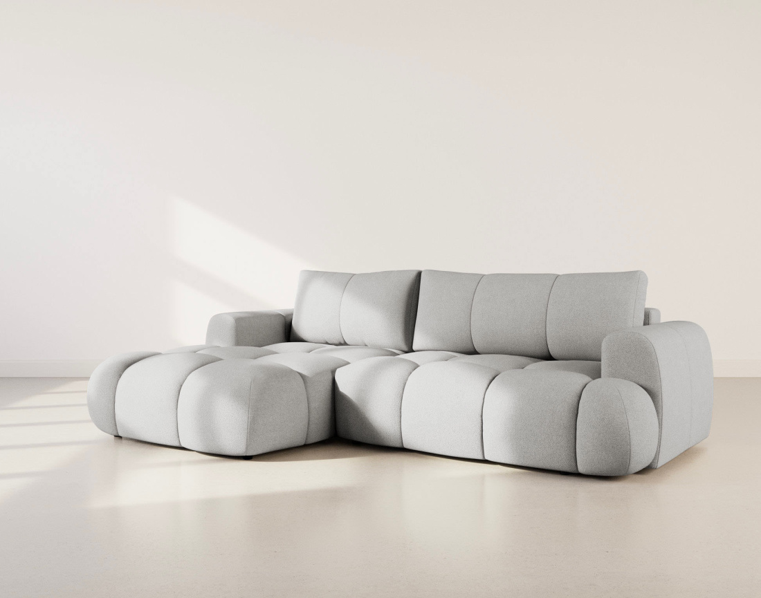 Canapé YULIN d'angle 4 places convertible en tissu bouclette - Best Mobilier