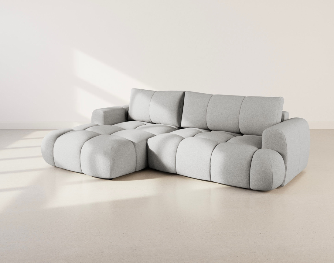 Canapé YULIN d'angle 4 places convertible en tissu bouclette - Best Mobilier