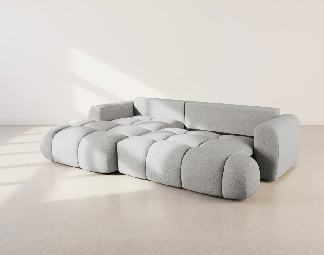 Canapé YULIN d'angle 4 places convertible en tissu bouclette - Best Mobilier