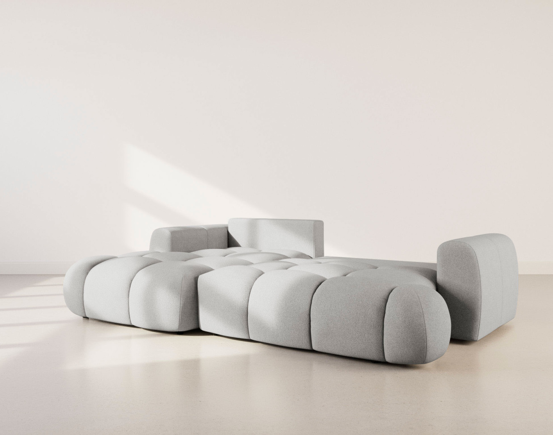 Canapé YULIN d'angle 4 places convertible en tissu bouclette - Best Mobilier