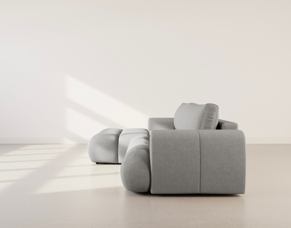 Canapé YULIN d'angle 4 places convertible en tissu bouclette - Best Mobilier