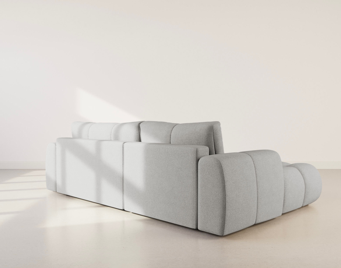 Canapé YULIN d'angle 4 places convertible en tissu bouclette - Best Mobilier