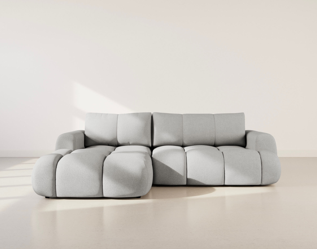 Canapé YULIN d'angle 4 places convertible en tissu bouclette - Best Mobilier