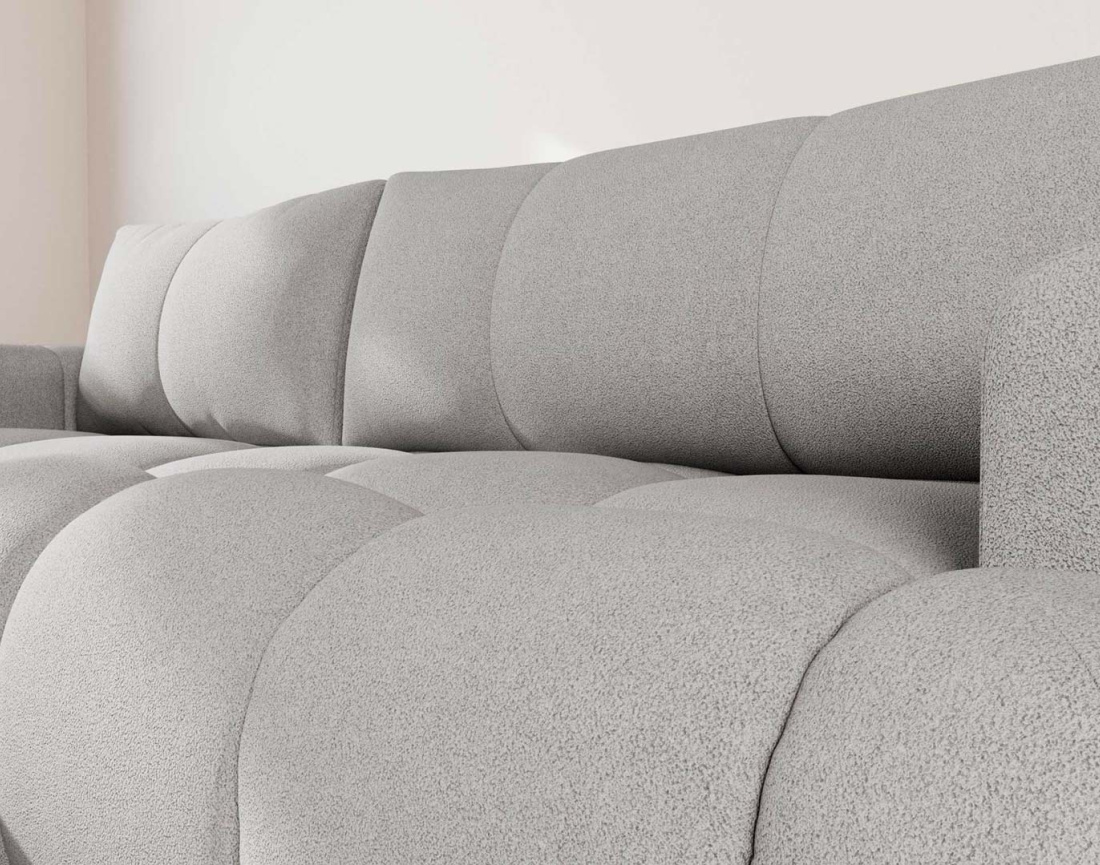 Canapé YULIN d'angle 4 places convertible en tissu bouclette - Best Mobilier