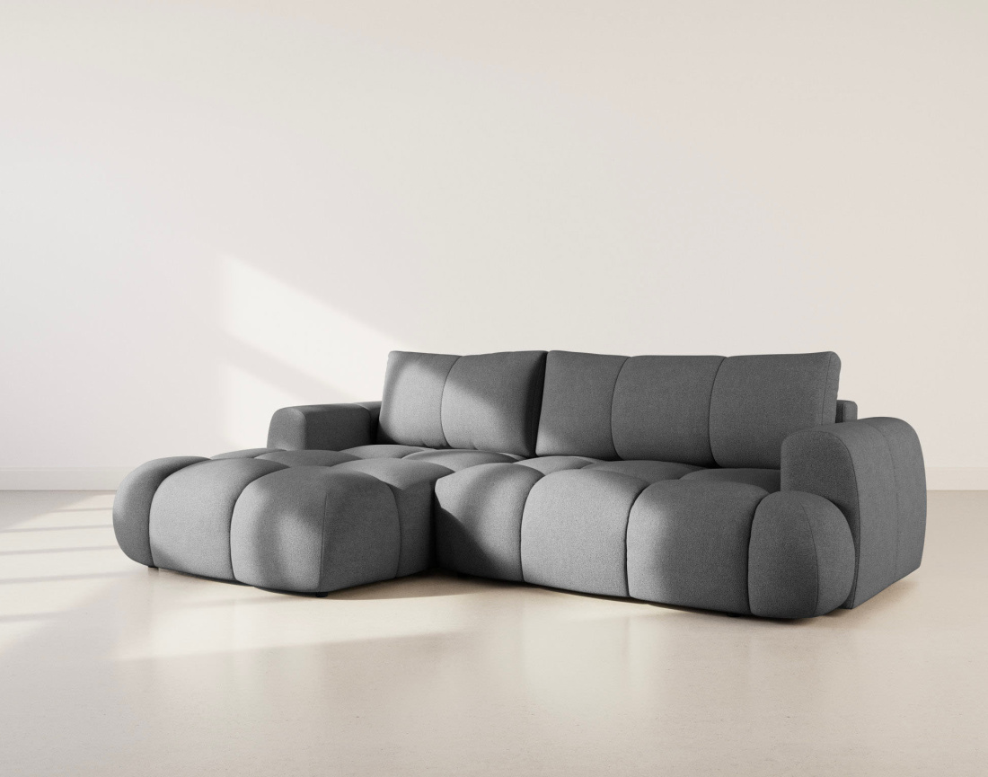 Canapé YULIN d'angle 4 places convertible en tissu bouclette - Best Mobilier