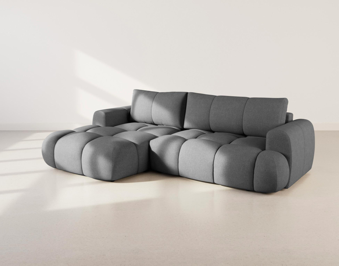 Canapé YULIN d'angle 4 places convertible en tissu bouclette - Best Mobilier