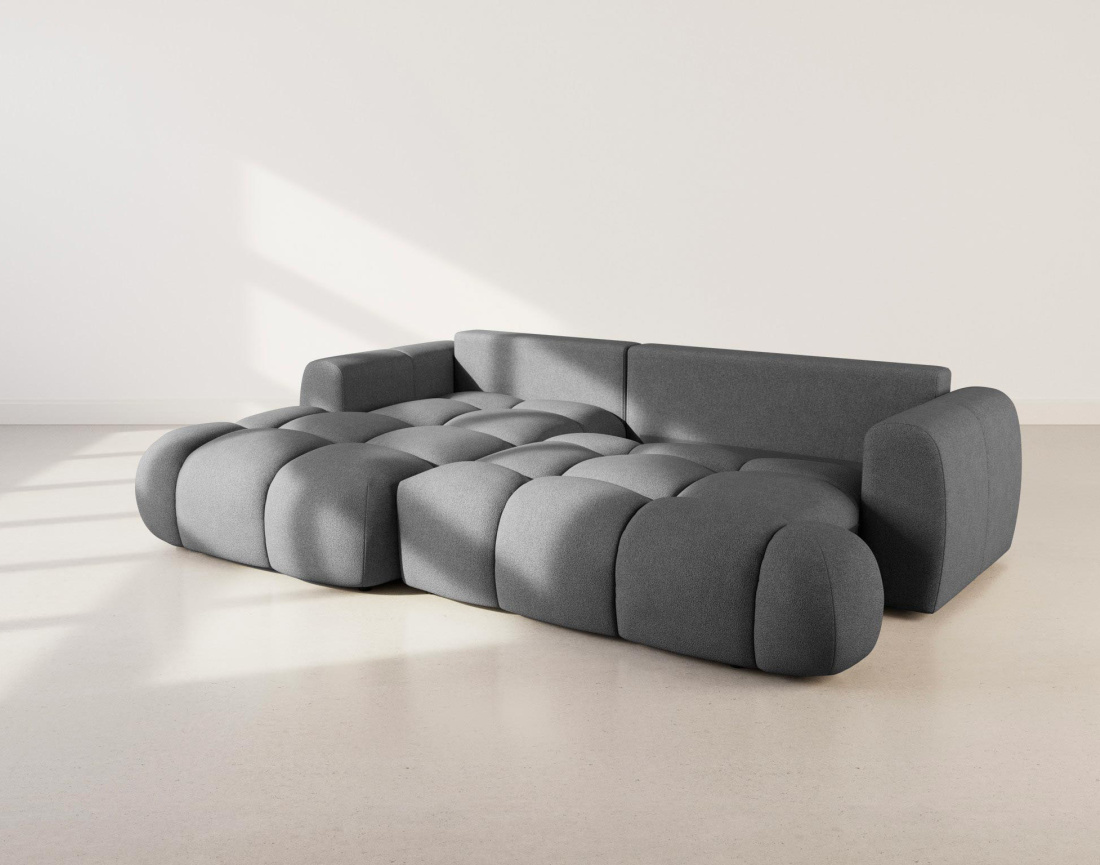 Canapé YULIN d'angle 4 places convertible en tissu bouclette - Best Mobilier